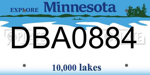 DBA0884 Minnesota License Plate