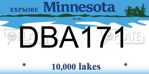DBA171 Minnesota License Plate