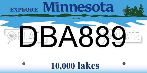 DBA889 Minnesota License Plate