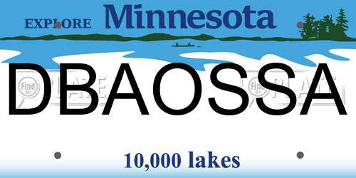 DBAOSSA Minnesota License Plate