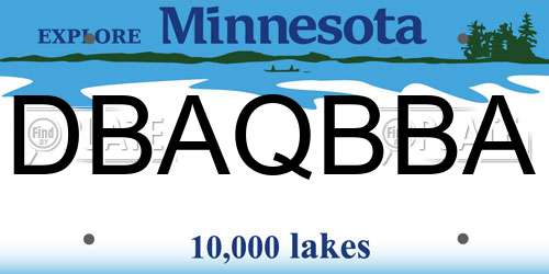 DBAQBBA Minnesota License Plate