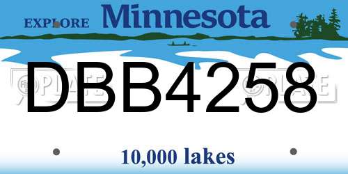 DBB4258 Minnesota License Plate