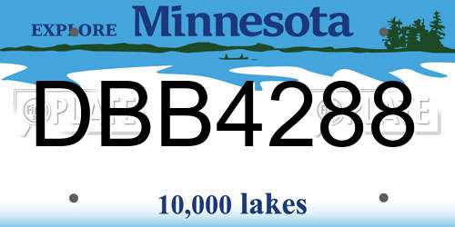 DBB4288 Minnesota License Plate