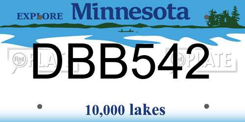 DBB542 Minnesota License Plate
