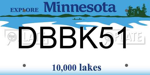 DBBK51 Minnesota License Plate