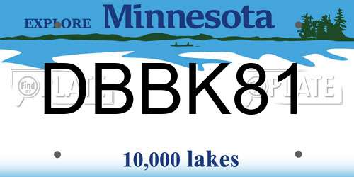 DBBK81 Minnesota License Plate