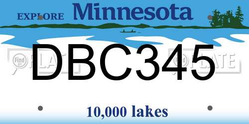 DBC345 Minnesota License Plate