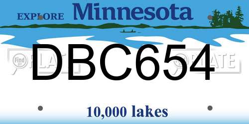 DBC654 Minnesota License Plate