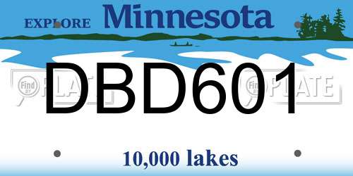 DBD601 Minnesota License Plate