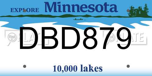 DBD879 Minnesota License Plate