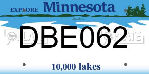 DBE062 Minnesota License Plate