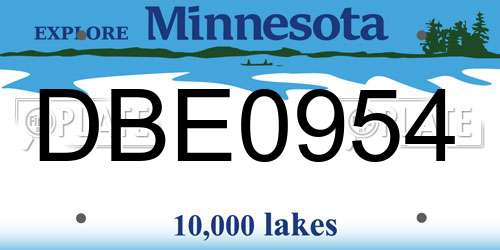 DBE0954 Minnesota License Plate