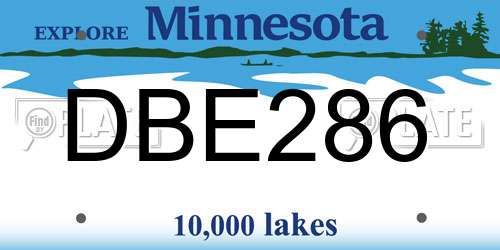 DBE286 Minnesota License Plate