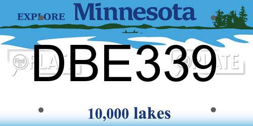 DBE339 Minnesota License Plate