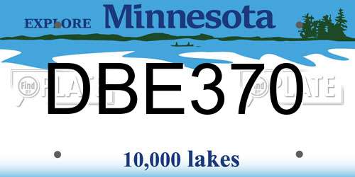 DBE370 Minnesota License Plate