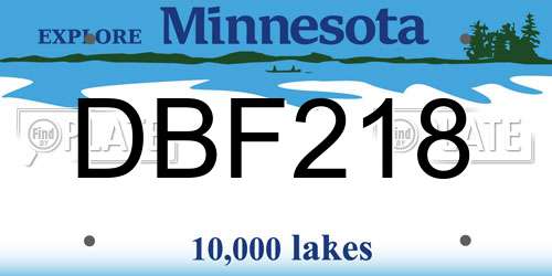 DBF218 Minnesota License Plate