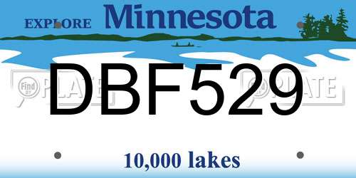 DBF529 Minnesota License Plate