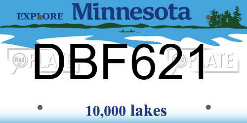 DBF621 Minnesota License Plate