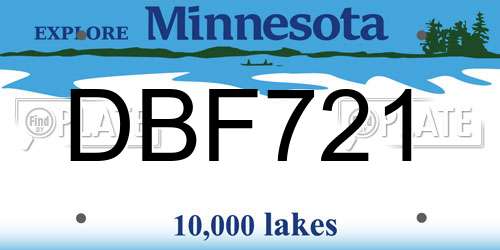 DBF721 Minnesota License Plate