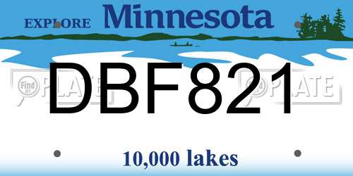 DBF821 Minnesota License Plate