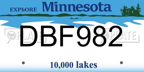 DBF982 Minnesota License Plate