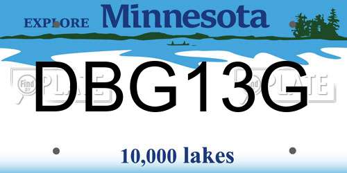 DBG13G Minnesota License Plate