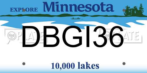 DBGI36 Minnesota License Plate