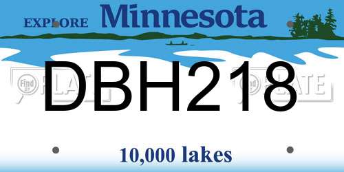DBH218 Minnesota License Plate