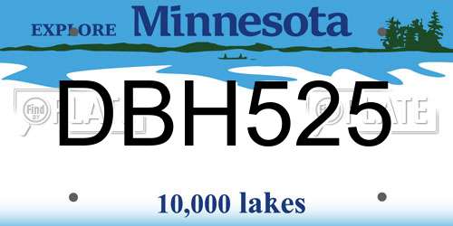 DBH525 Minnesota License Plate
