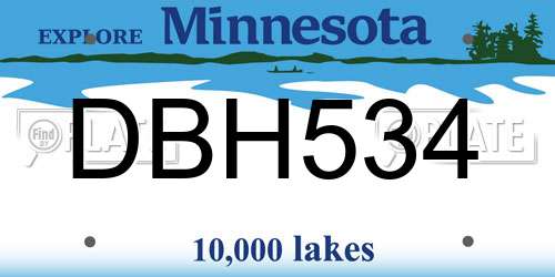 DBH534 Minnesota License Plate