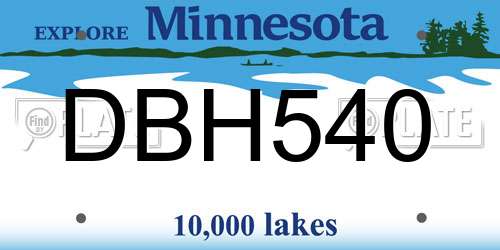 DBH540 Minnesota License Plate