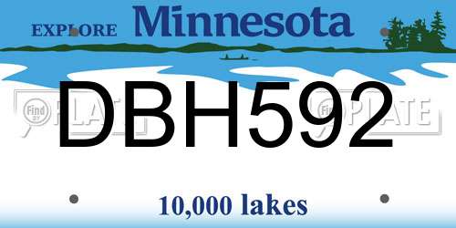 DBH592 Minnesota License Plate