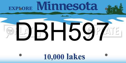 DBH597 Minnesota License Plate