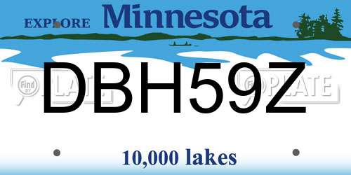 DBH59Z Minnesota License Plate