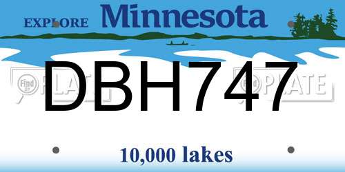 DBH747 Minnesota License Plate