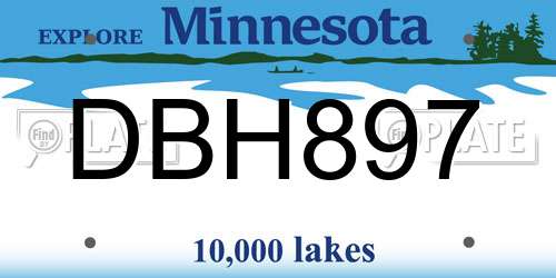 DBH897 Minnesota License Plate