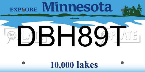 DBH89T Minnesota License Plate