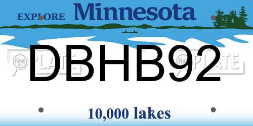 DBHB92 Minnesota License Plate
