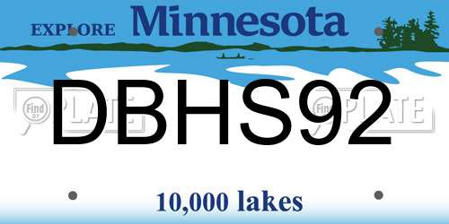 DBHS92 Minnesota License Plate