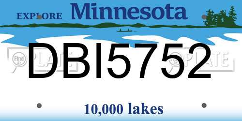 DBI5752 Minnesota License Plate