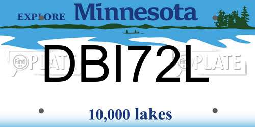 DBI72L Minnesota License Plate