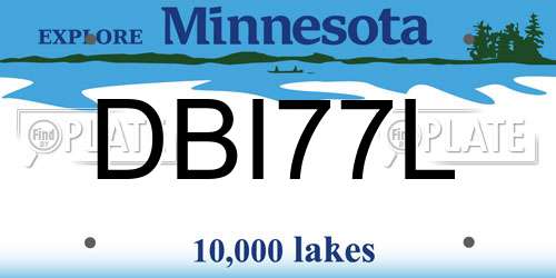 DBI77L Minnesota License Plate