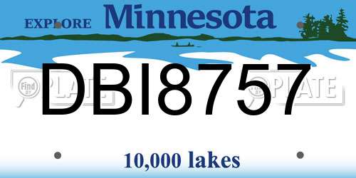 DBI8757 Minnesota License Plate