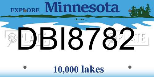 DBI8782 Minnesota License Plate