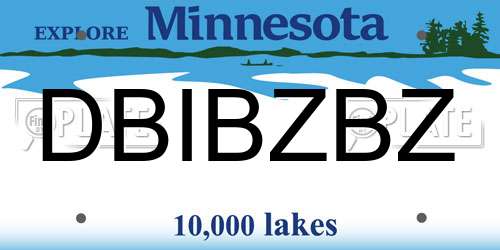 DBIBZBZ Minnesota License Plate