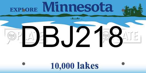 DBJ218 Minnesota License Plate