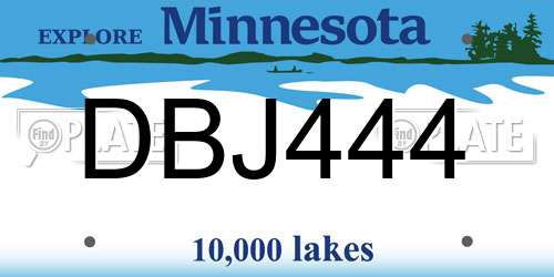 DBJ444 Minnesota License Plate