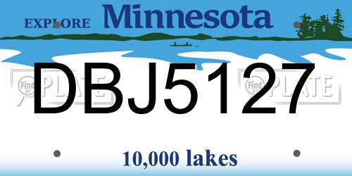 DBJ5127 Minnesota License Plate