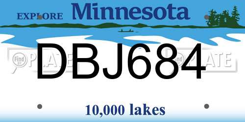 DBJ684 Minnesota License Plate