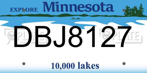 DBJ8127 Minnesota License Plate